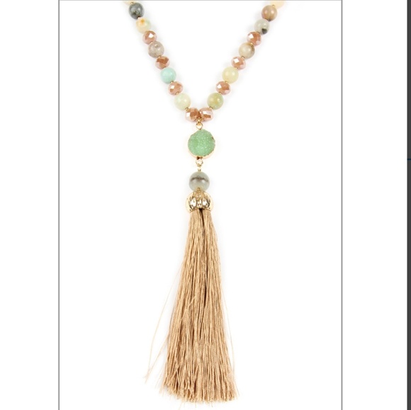PRICE DROP Earthy Beaded Tassle Necklace! - Picture 2 of 2